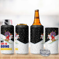 Santa Claus Ski My Life Is Going Downhill Christmas 4 in 1 Can Cooler Tumbler Xmas Holiday Patterns - Wonder Print Shop