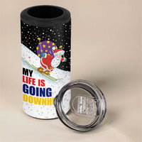 Santa Claus Ski My Life Is Going Downhill Christmas 4 in 1 Can Cooler Tumbler Xmas Holiday Patterns - Wonder Print Shop