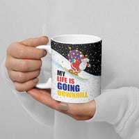 Santa Claus Ski My Life Is Going Downhill Christmas Ceramic Mug Xmas Holiday Patterns - Wonder Print Shop