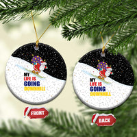 Santa Claus Ski My Life Is Going Downhill Christmas Ceramic Ornament Xmas Holiday Patterns - Wonder Print Shop
