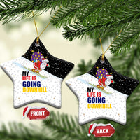 Santa Claus Ski My Life Is Going Downhill Christmas Ceramic Ornament Xmas Holiday Patterns - Wonder Print Shop