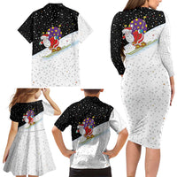 Santa Claus Ski My Life Is Going Downhill Christmas Family Matching Long Sleeve Bodycon Dress and Hawaiian Shirt Xmas Holiday Patterns - Wonder Print Shop