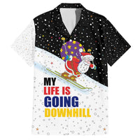 Santa Claus Ski My Life Is Going Downhill Christmas Family Matching Long Sleeve Bodycon Dress and Hawaiian Shirt Xmas Holiday Patterns - Wonder Print Shop
