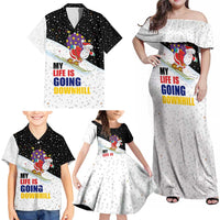 Santa Claus Ski My Life Is Going Downhill Christmas Family Matching Off Shoulder Maxi Dress and Hawaiian Shirt Xmas Holiday Patterns - Wonder Print Shop
