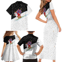 Santa Claus Ski My Life Is Going Downhill Christmas Family Matching Short Sleeve Bodycon Dress and Hawaiian Shirt Xmas Holiday Patterns - Wonder Print Shop
