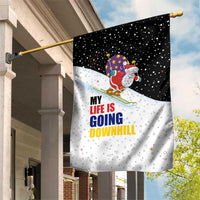Santa Claus Ski My Life Is Going Downhill Christmas Garden Flag Xmas Holiday Patterns - Wonder Print Shop