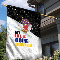 Santa Claus Ski My Life Is Going Downhill Christmas Garden Flag Xmas Holiday Patterns - Wonder Print Shop