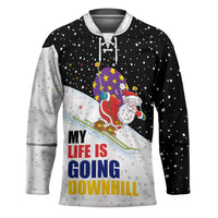 Santa Claus Ski My Life Is Going Downhill Christmas Hockey Jersey Xmas Holiday Patterns - Wonder Print Shop