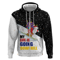 Santa Claus Ski My Life Is Going Downhill Christmas Hoodie Xmas Holiday Patterns - Wonder Print Shop