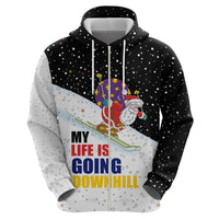 Santa Claus Ski My Life Is Going Downhill Christmas Hoodie Xmas Holiday Patterns - Wonder Print Shop