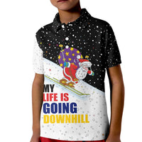Santa Claus Ski My Life Is Going Downhill Christmas Kid Polo Shirt Xmas Holiday Patterns - Wonder Print Shop