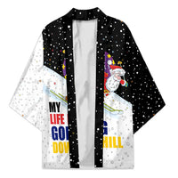Santa Claus Ski My Life Is Going Downhill Christmas Kimono Xmas Holiday Patterns - Wonder Print Shop