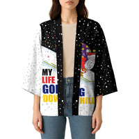 Santa Claus Ski My Life Is Going Downhill Christmas Kimono Xmas Holiday Patterns - Wonder Print Shop