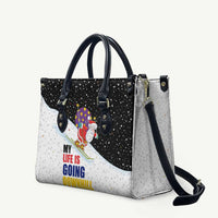 Santa Claus Ski My Life Is Going Downhill Christmas Leather Bag Xmas Holiday Patterns - Wonder Print Shop