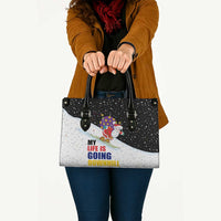 Santa Claus Ski My Life Is Going Downhill Christmas Leather Bag Xmas Holiday Patterns - Wonder Print Shop