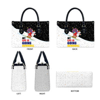 Santa Claus Ski My Life Is Going Downhill Christmas Leather Bag Xmas Holiday Patterns - Wonder Print Shop