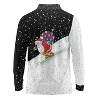 Santa Claus Ski My Life Is Going Downhill Christmas Long Sleeve Polo Shirt Xmas Holiday Patterns - Wonder Print Shop