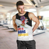 Santa Claus Ski My Life Is Going Downhill Christmas Men Tank Top Xmas Holiday Patterns - Wonder Print Shop