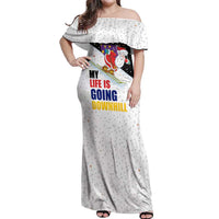 Santa Claus Ski My Life Is Going Downhill Christmas Off Shoulder Maxi Dress Xmas Holiday Patterns - Wonder Print Shop