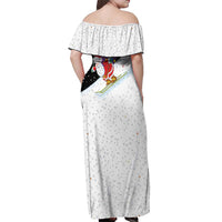 Santa Claus Ski My Life Is Going Downhill Christmas Off Shoulder Maxi Dress Xmas Holiday Patterns - Wonder Print Shop