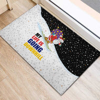 Santa Claus Ski My Life Is Going Downhill Christmas Rubber Doormat Xmas Holiday Patterns - Wonder Print Shop