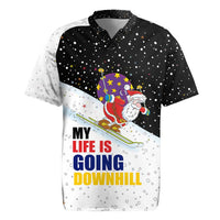 Santa Claus Ski My Life Is Going Downhill Christmas Rugby Jersey Xmas Holiday Patterns - Wonder Print Shop
