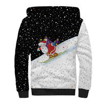 Santa Claus Ski My Life Is Going Downhill Christmas Sherpa Hoodie Xmas Holiday Patterns - Wonder Print Shop