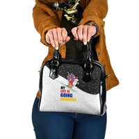 Santa Claus Ski My Life Is Going Downhill Christmas Shoulder Handbag Xmas Holiday Patterns - Wonder Print Shop