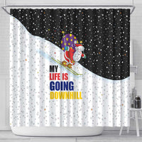 Santa Claus Ski My Life Is Going Downhill Christmas Shower Curtain Xmas Holiday Patterns - Wonder Print Shop