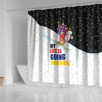 Santa Claus Ski My Life Is Going Downhill Christmas Shower Curtain Xmas Holiday Patterns - Wonder Print Shop