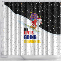 Santa Claus Ski My Life Is Going Downhill Christmas Shower Curtain Xmas Holiday Patterns - Wonder Print Shop