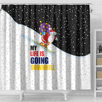 Santa Claus Ski My Life Is Going Downhill Christmas Shower Curtain Xmas Holiday Patterns - Wonder Print Shop