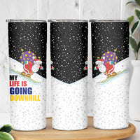 Santa Claus Ski My Life Is Going Downhill Christmas Skinny Tumbler Xmas Holiday Patterns - Wonder Print Shop