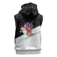 Santa Claus Ski My Life Is Going Downhill Christmas Sleeveless Hoodie Xmas Holiday Patterns - Wonder Print Shop