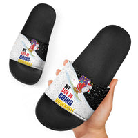 Santa Claus Ski My Life Is Going Downhill Christmas Slide Sandals Xmas Holiday Patterns - Wonder Print Shop