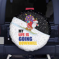 Santa Claus Ski My Life Is Going Downhill Christmas Spare Tire Cover Xmas Holiday Patterns - Wonder Print Shop