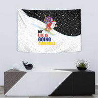 Santa Claus Ski My Life Is Going Downhill Christmas Tapestry Xmas Holiday Patterns - Wonder Print Shop