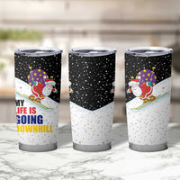 Santa Claus Ski My Life Is Going Downhill Christmas Tumbler Cup Xmas Holiday Patterns - Wonder Print Shop