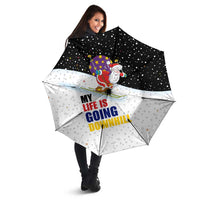 Santa Claus Ski My Life Is Going Downhill Christmas Umbrella Xmas Holiday Patterns - Wonder Print Shop