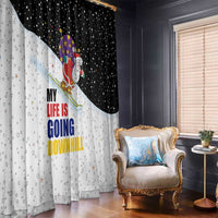 Santa Claus Ski My Life Is Going Downhill Christmas Window Curtain Xmas Holiday Patterns - Wonder Print Shop