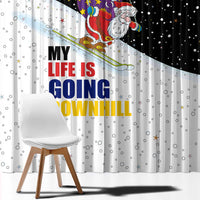 Santa Claus Ski My Life Is Going Downhill Christmas Window Curtain Xmas Holiday Patterns - Wonder Print Shop