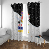 Santa Claus Ski My Life Is Going Downhill Christmas Window Curtain Xmas Holiday Patterns - Wonder Print Shop
