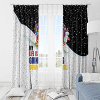 Santa Claus Ski My Life Is Going Downhill Christmas Window Curtain Xmas Holiday Patterns - Wonder Print Shop