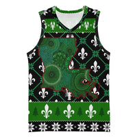 Louisiana USA Symbols Pattern Christmas Basketball Jersey Xmas Holiday Patterns - Wonder Print Shop