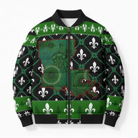 Louisiana USA Symbols Pattern Christmas Bomber Puffer Jacket Xmas Holiday Patterns - Wonder Print Shop