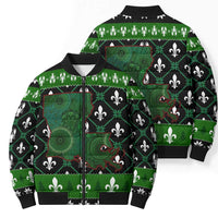 Louisiana USA Symbols Pattern Christmas Bomber Puffer Jacket Xmas Holiday Patterns - Wonder Print Shop
