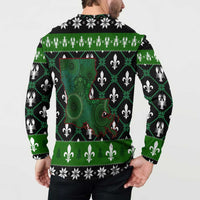 Louisiana USA Symbols Pattern Christmas Button Sweatshirt Xmas Holiday Patterns - Wonder Print Shop