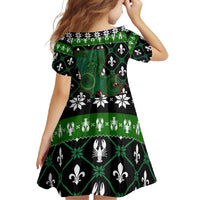 Louisiana USA Symbols Pattern Christmas Family Matching Long Sleeve Bodycon Dress and Hawaiian Shirt Xmas Holiday Patterns - Wonder Print Shop