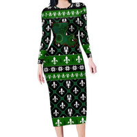 Louisiana USA Symbols Pattern Christmas Family Matching Long Sleeve Bodycon Dress and Hawaiian Shirt Xmas Holiday Patterns - Wonder Print Shop