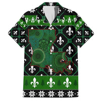 Louisiana USA Symbols Pattern Christmas Family Matching Off The Shoulder Long Sleeve Dress and Hawaiian Shirt Xmas Holiday Patterns - Wonder Print Shop